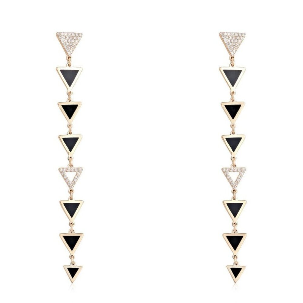 86 Black Diamond Shine 14K (or 18k upon request) Yellow Gold Drop Earrings